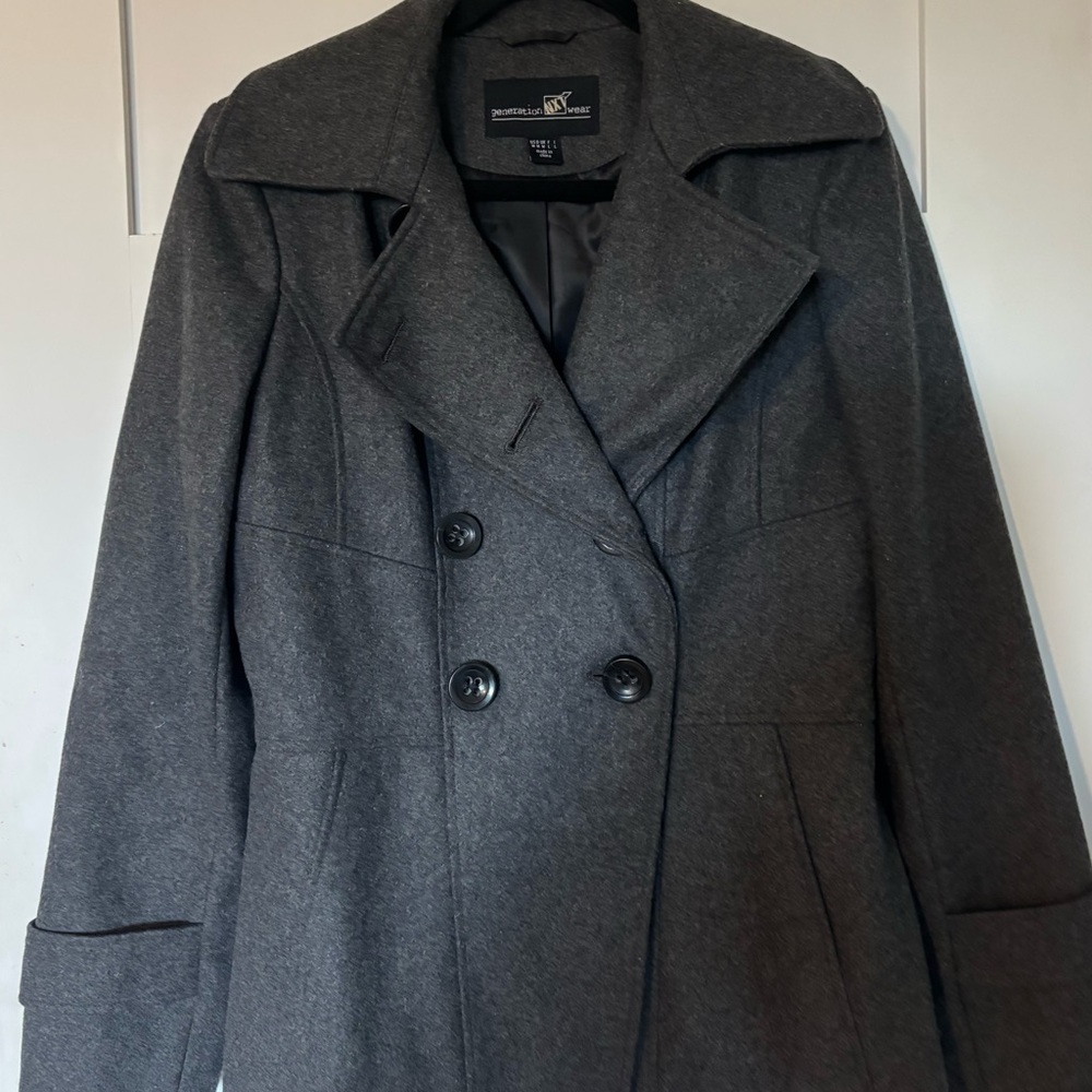 Marvin Richards Charcoal Double-Breasted Pea Coat